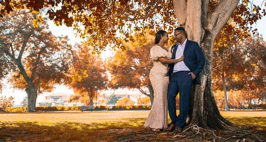 Autumn Wedding Outside with the Bride and Groom during the fall season