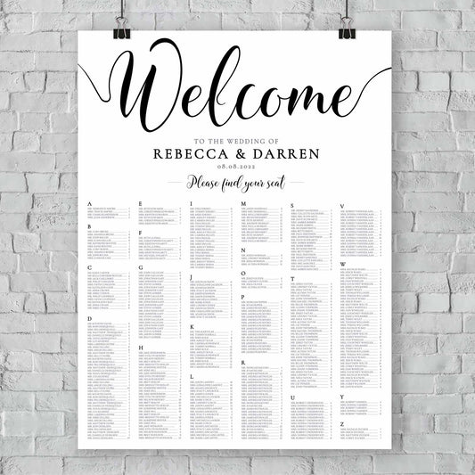 36x48 wedding seating chart template