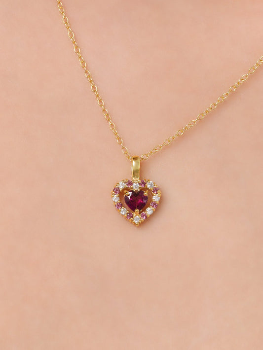 Vianne Red Heart Rhodolite Garnet Pendant Necklace in 18k Gold Vermeil