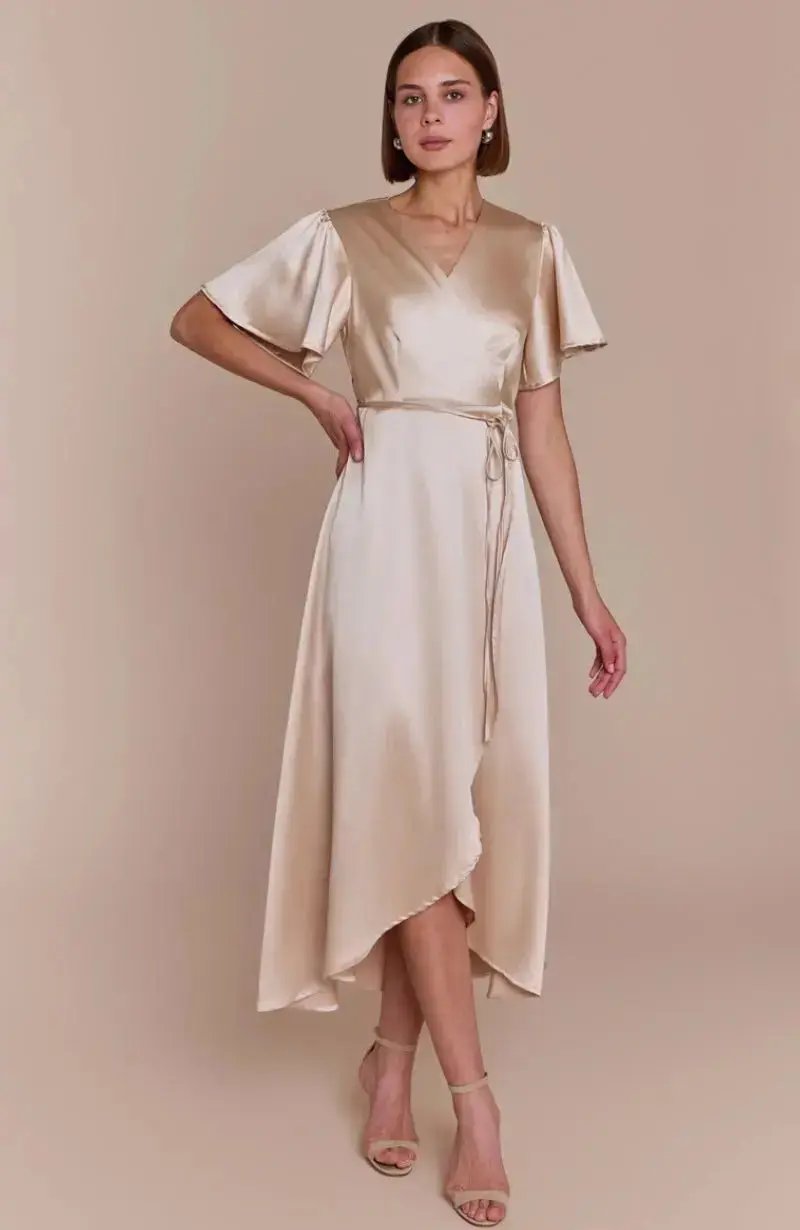 waterfall bridesmaid dress Alie Street Waterfall Dress Petite (Navy)