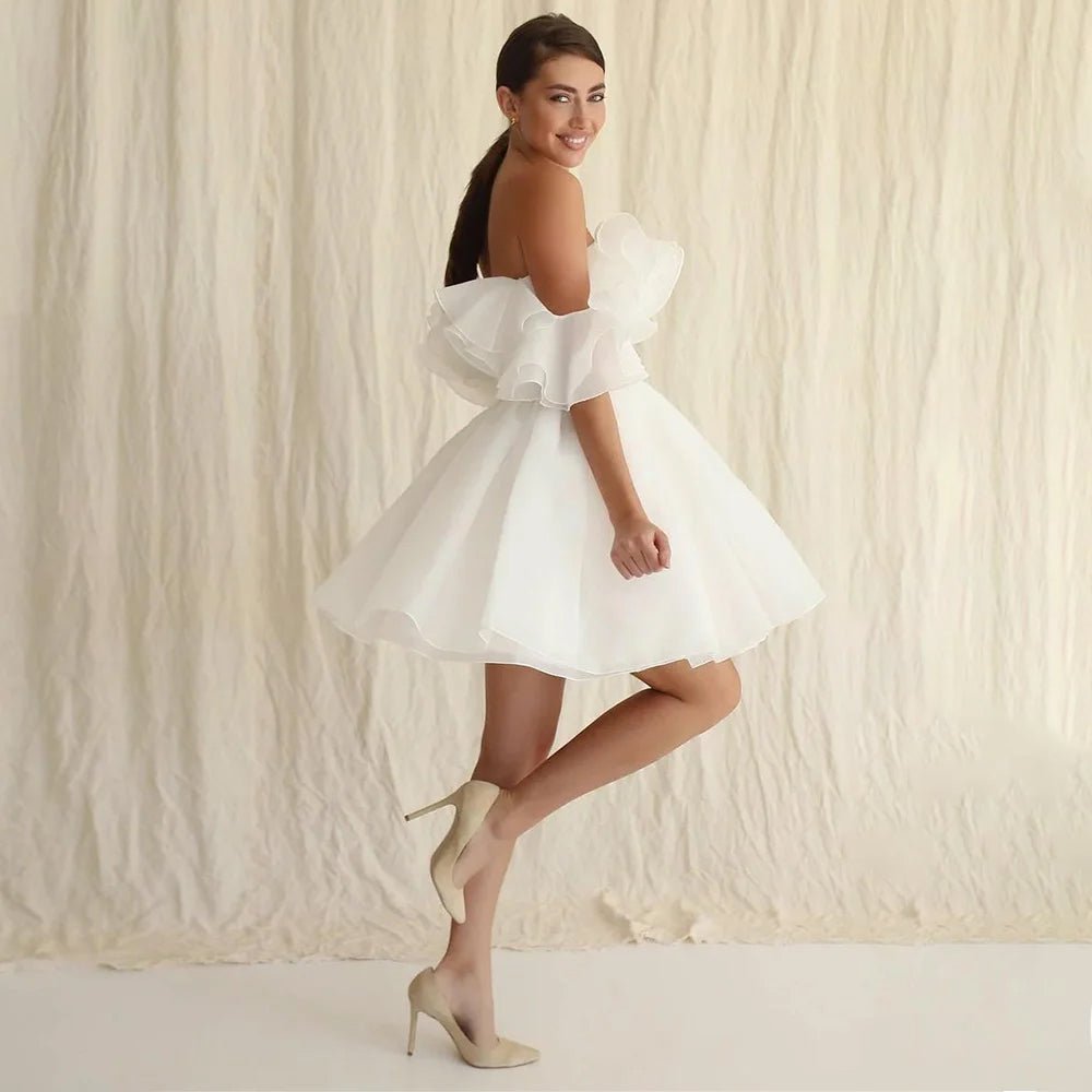 Short Off-The-Shoulder Boho Wedding Dress