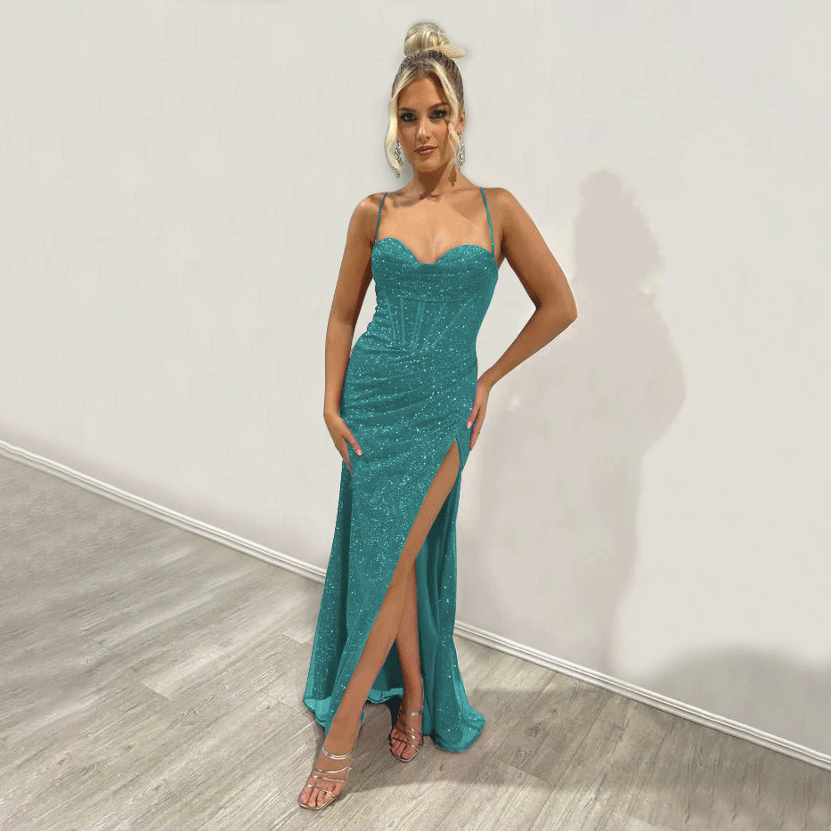 Sweetheart Neck Open Back Sequin Sparkling Prom Dress