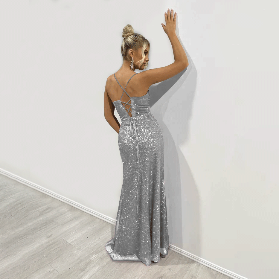 Sweetheart Neck Open Back Sequin Sparkling Prom Dress