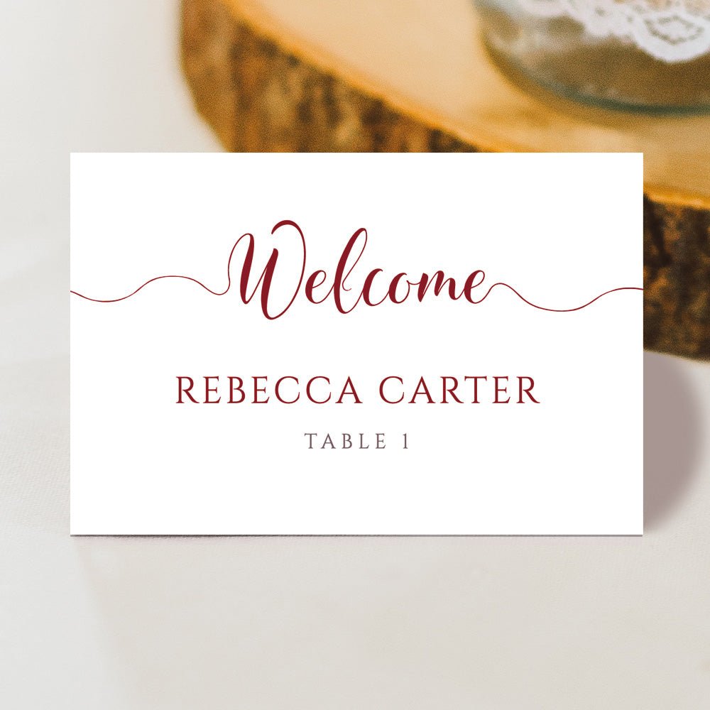 auburn wedding place card