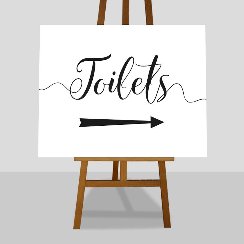 This way to the toilets wedding arrow sign