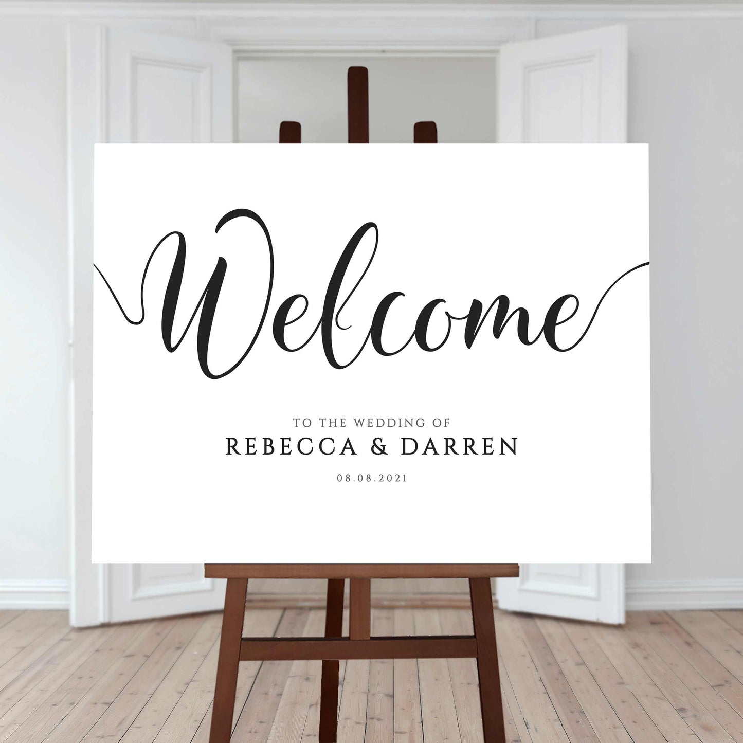 printable wedding welcome sign on an easel