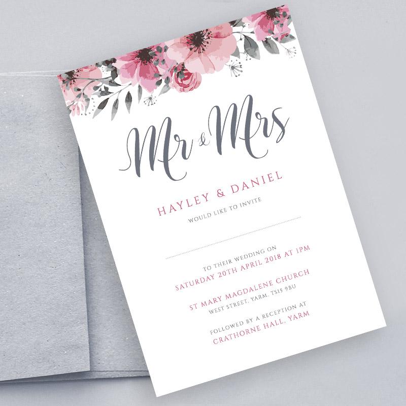 boho wedding invitation with envelope