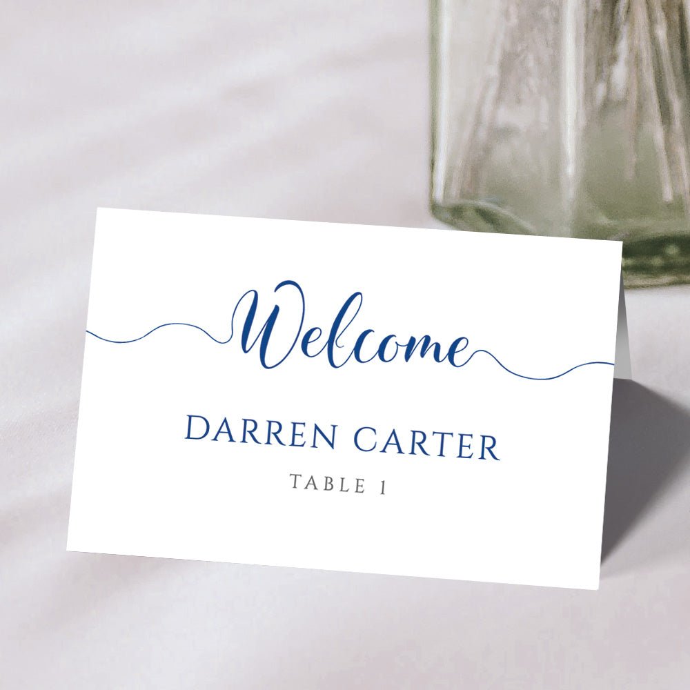 cobalt blue wedding place card template