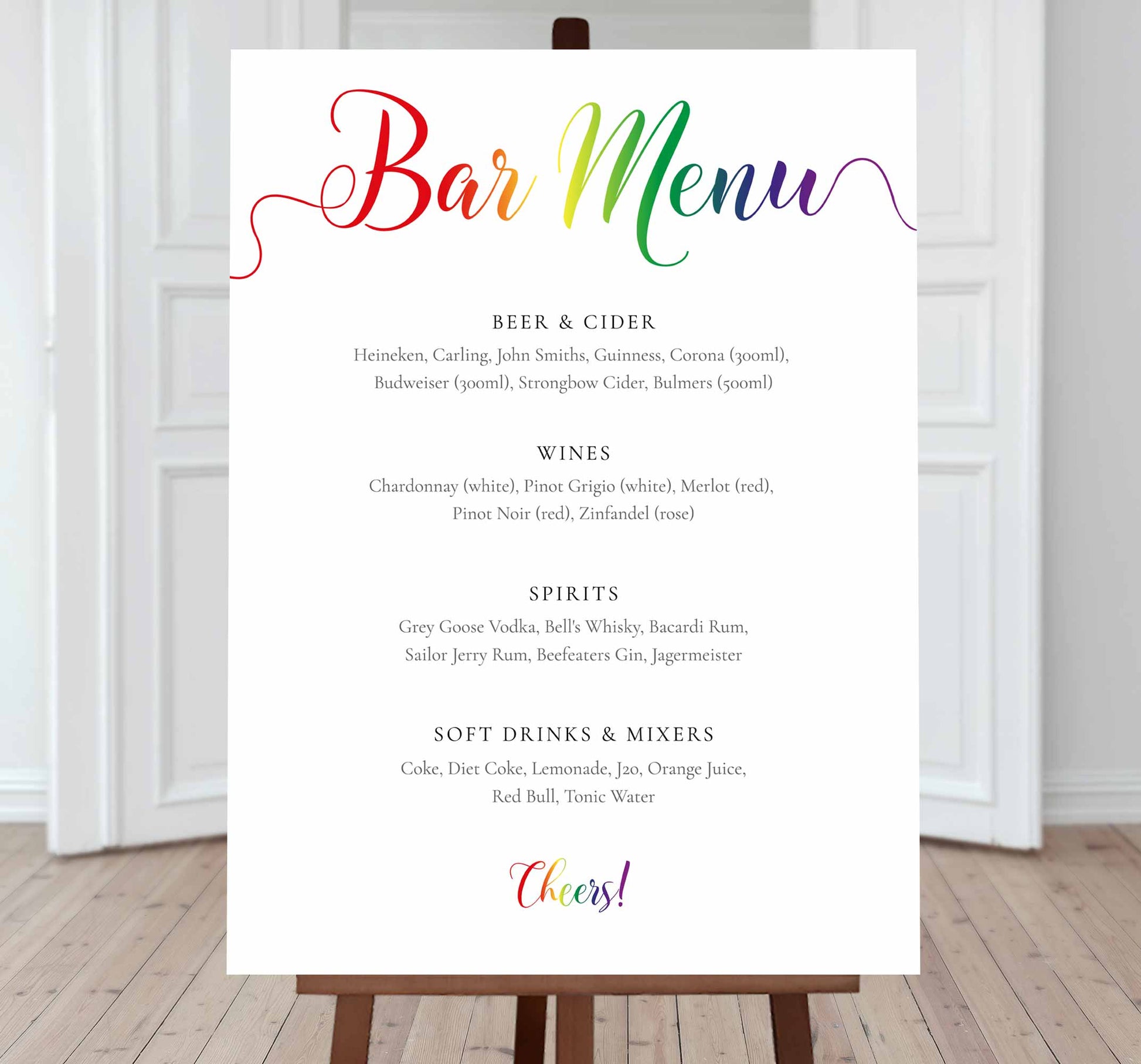 Editable Pride rainbow bar menu template