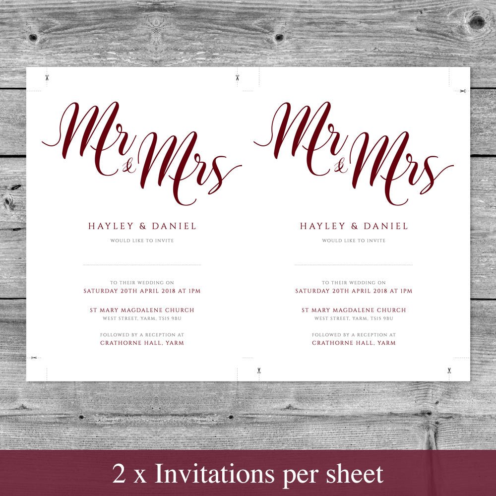 editable wedding invitation template in burgundy