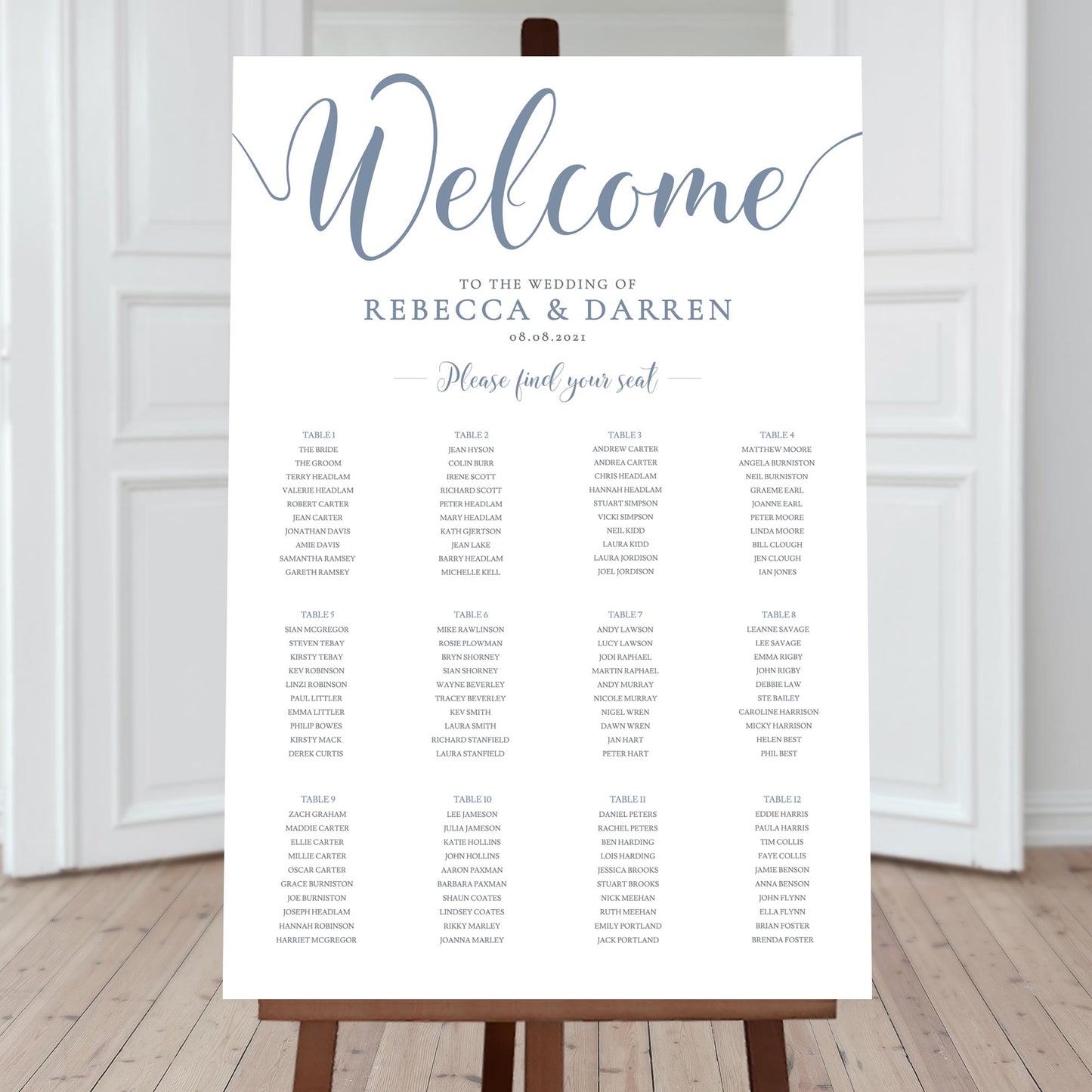 find your seat chart with 12 tables