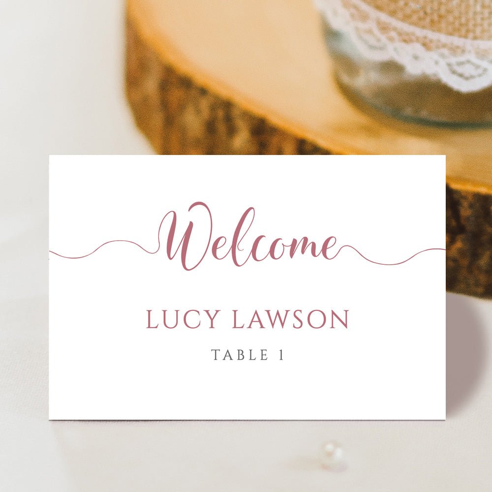 flamingo pink wedding place card