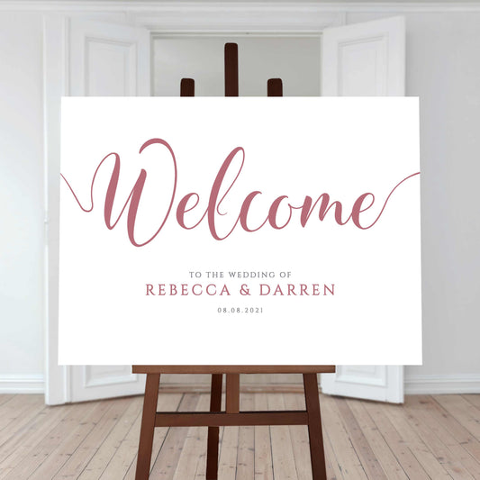 fuchsia pink wedding welcome sign