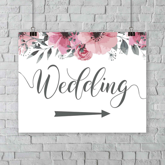 wedding this way floral directions sign