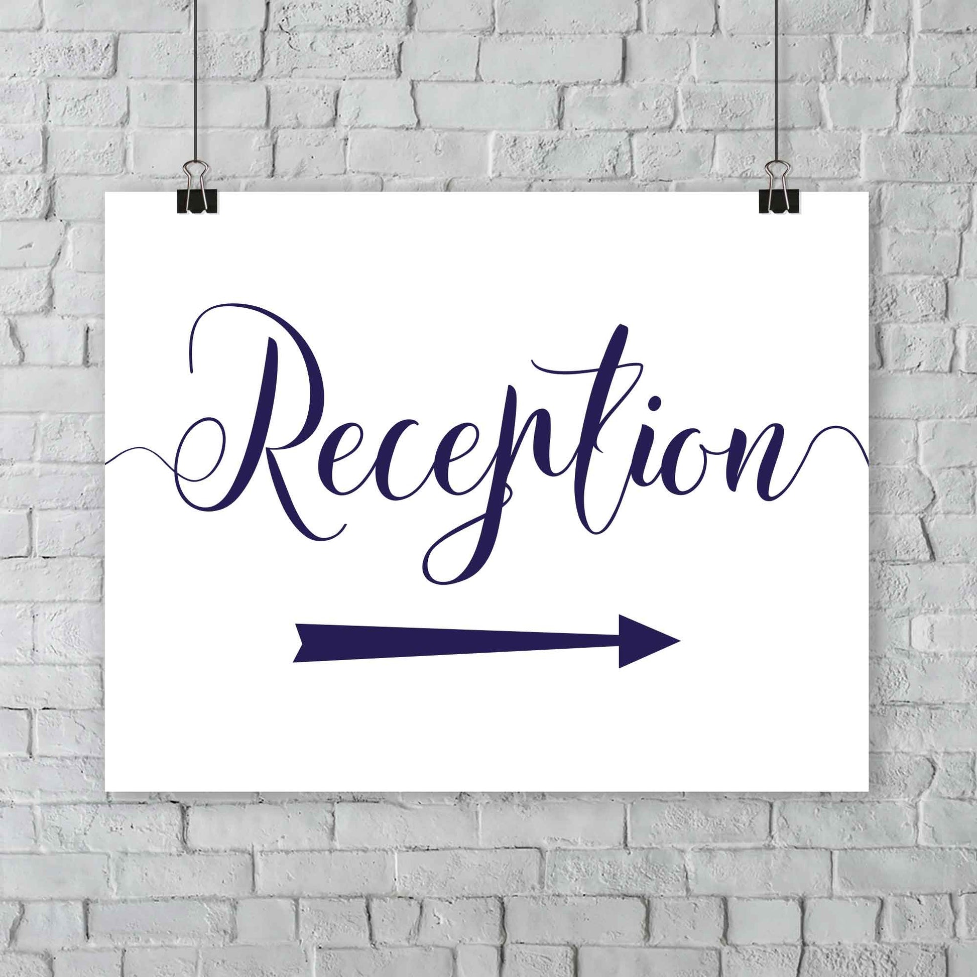 outdoor wedding reception arrow sign in navy