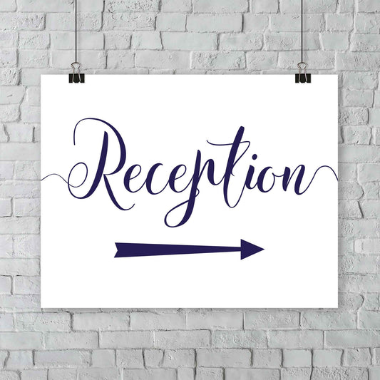 outdoor wedding reception arrow sign in navy