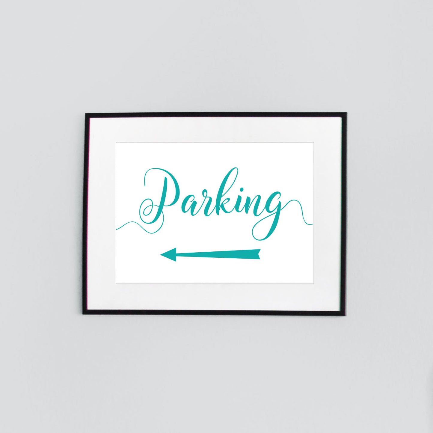 left arrow parking sign digital download printed in aqua green