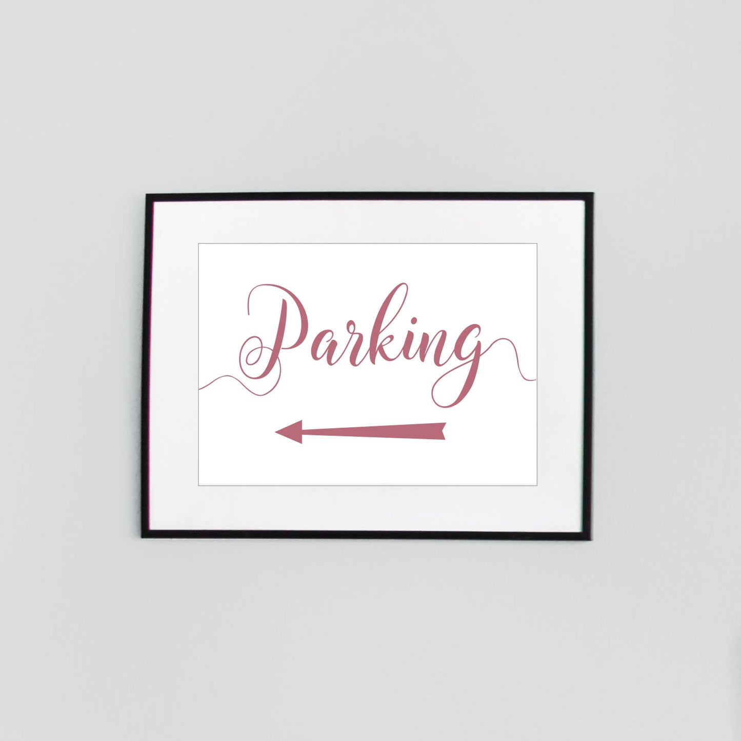 left arrow parking sign digital download printed in flamingo pink