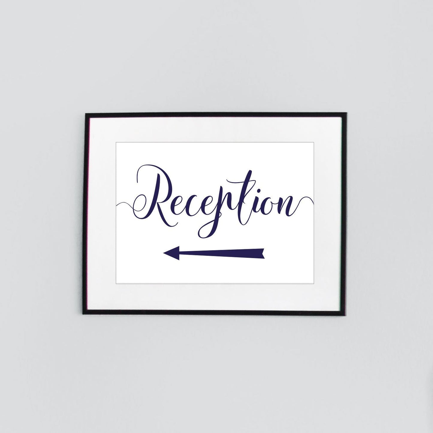 navy wedding reception directions sign framed print