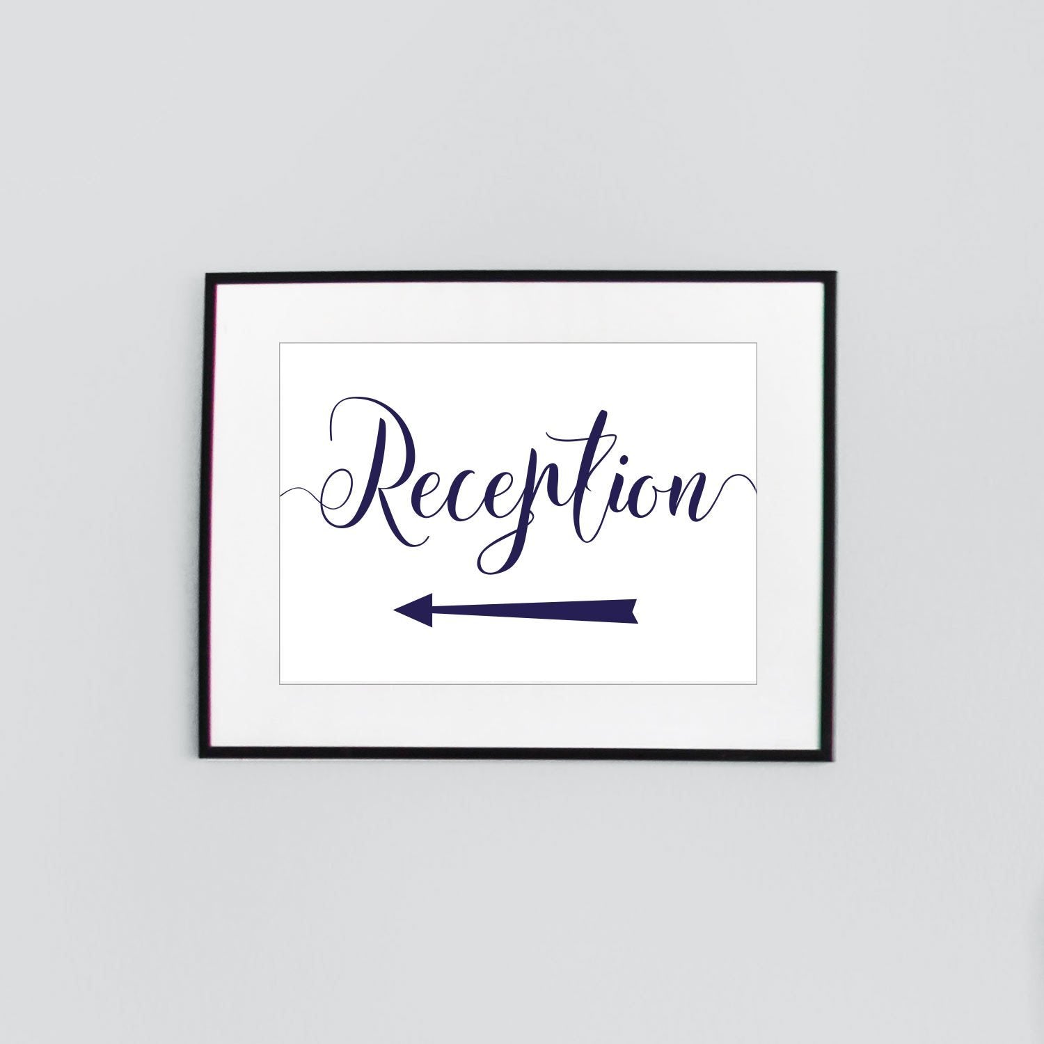navy wedding reception directions sign framed print