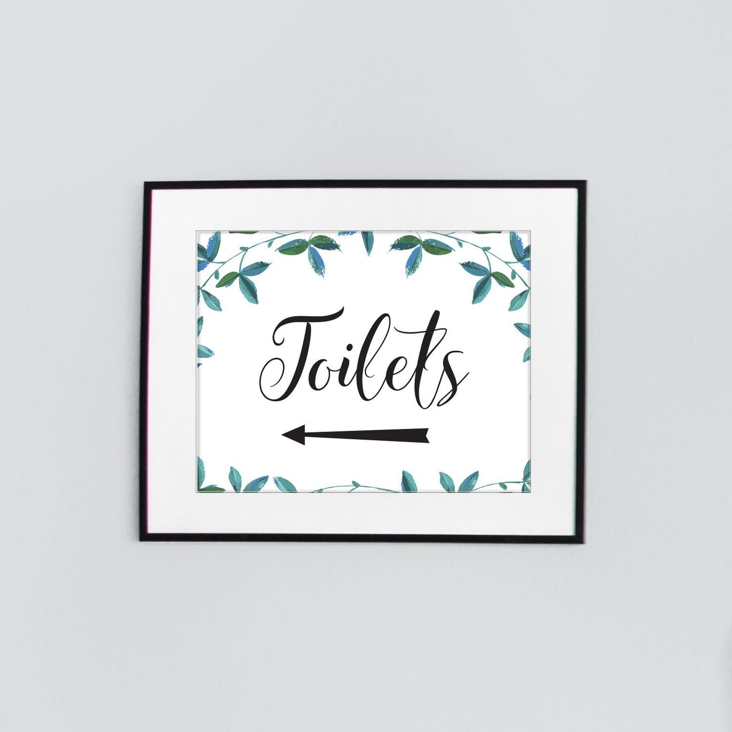 left arrow toilets this way wedding sign
