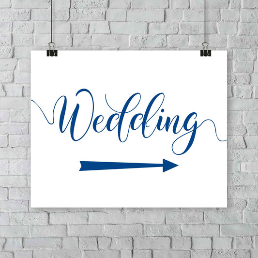 nautical blue wedding arrow sign print hanging from a wall