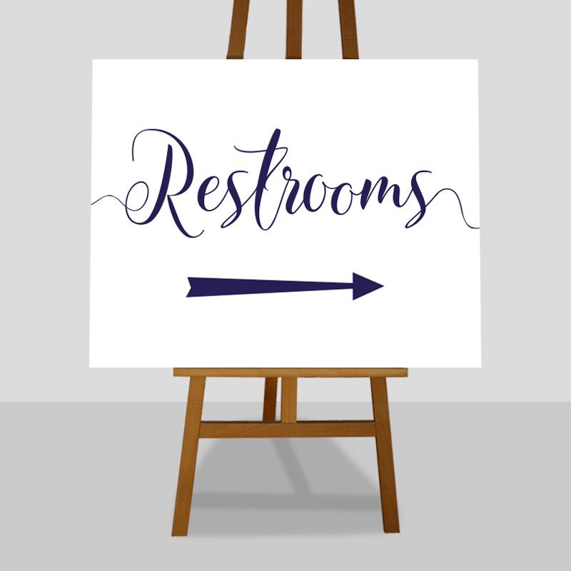 printable navy wedding restrooms sign