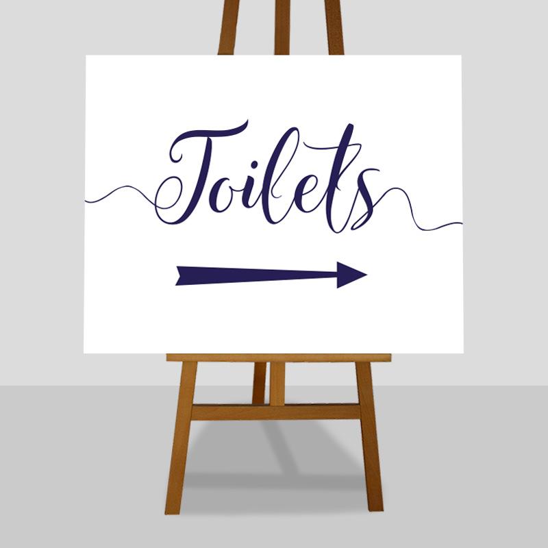 toilets this way sign in navy