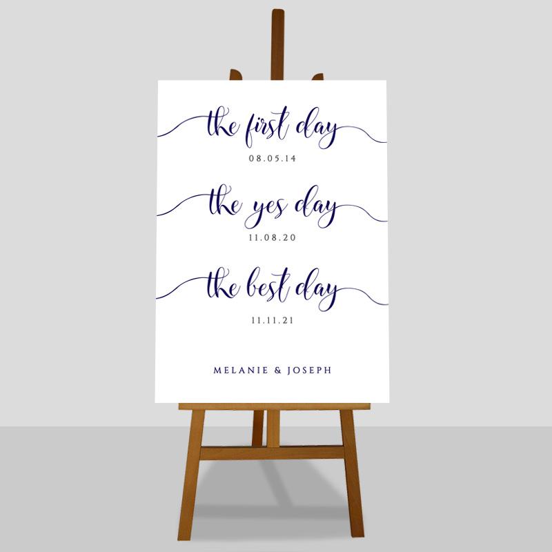 navy memorable dates our journey so far wedding sign