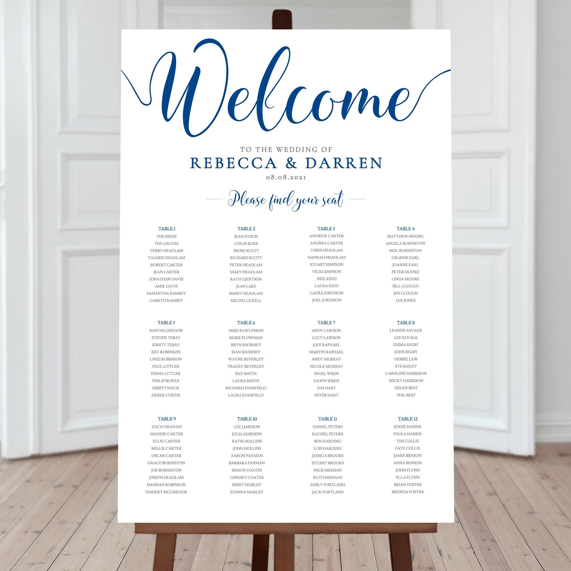 Royal Blue Wedding Seating Chart Template We Do Bou