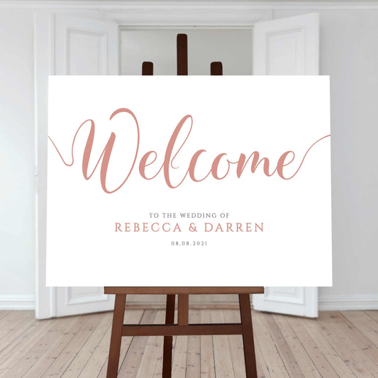 peach wedding welcome sign