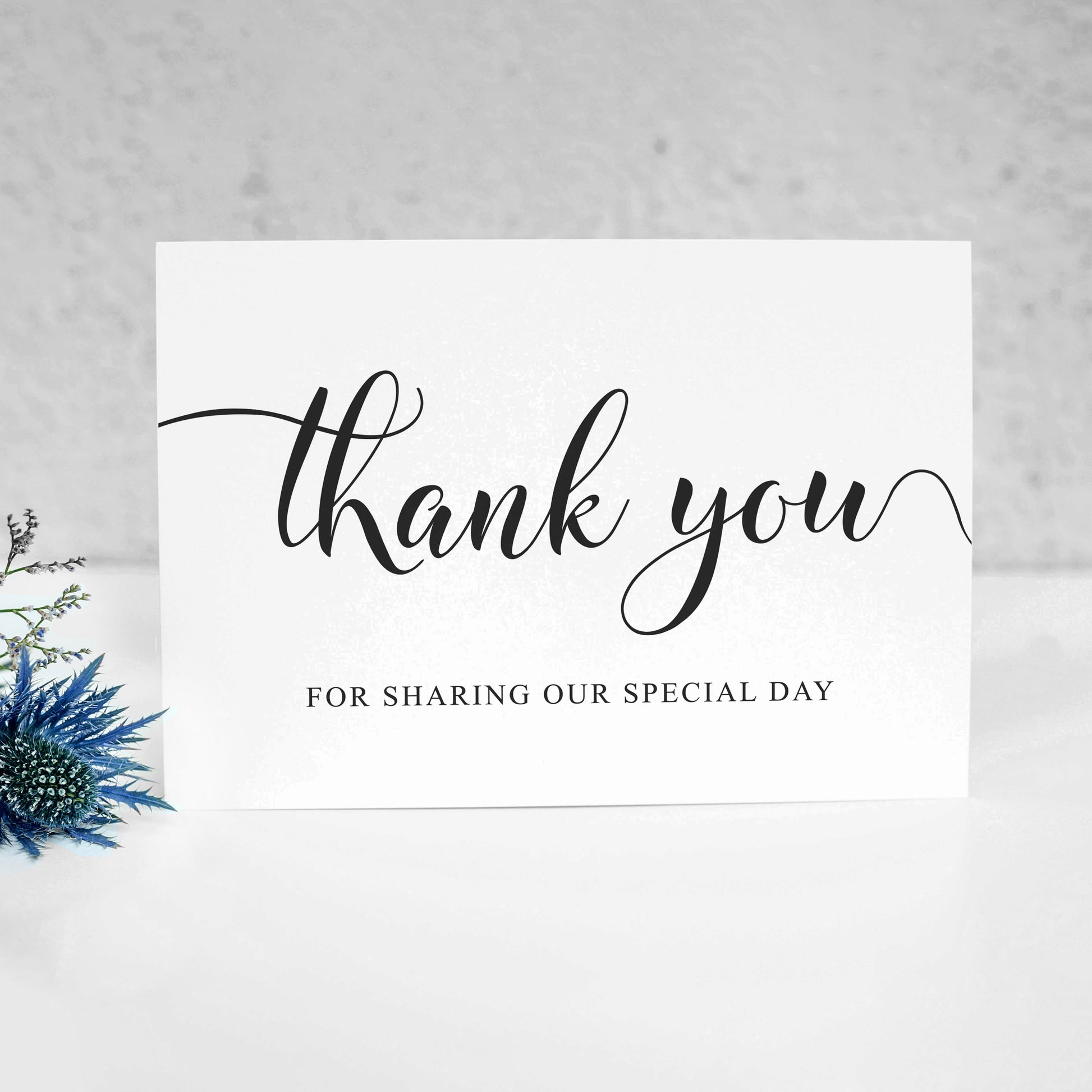 tahnk you for coming wedding sign printed on card