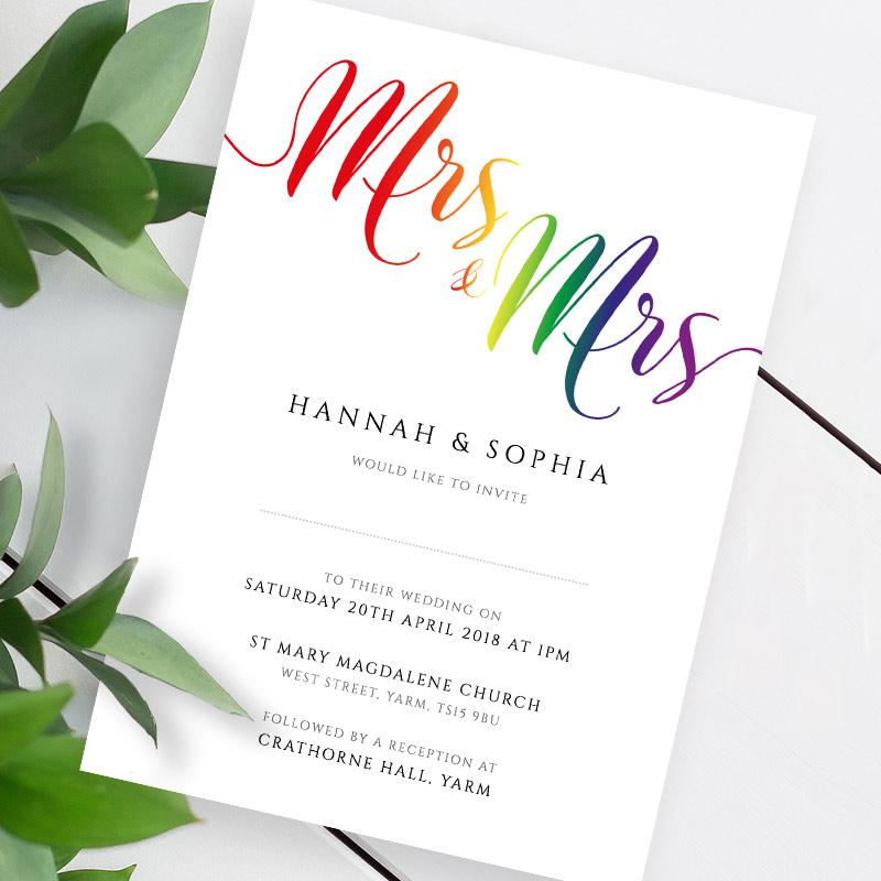 printable mrs and mrs wedding invitation