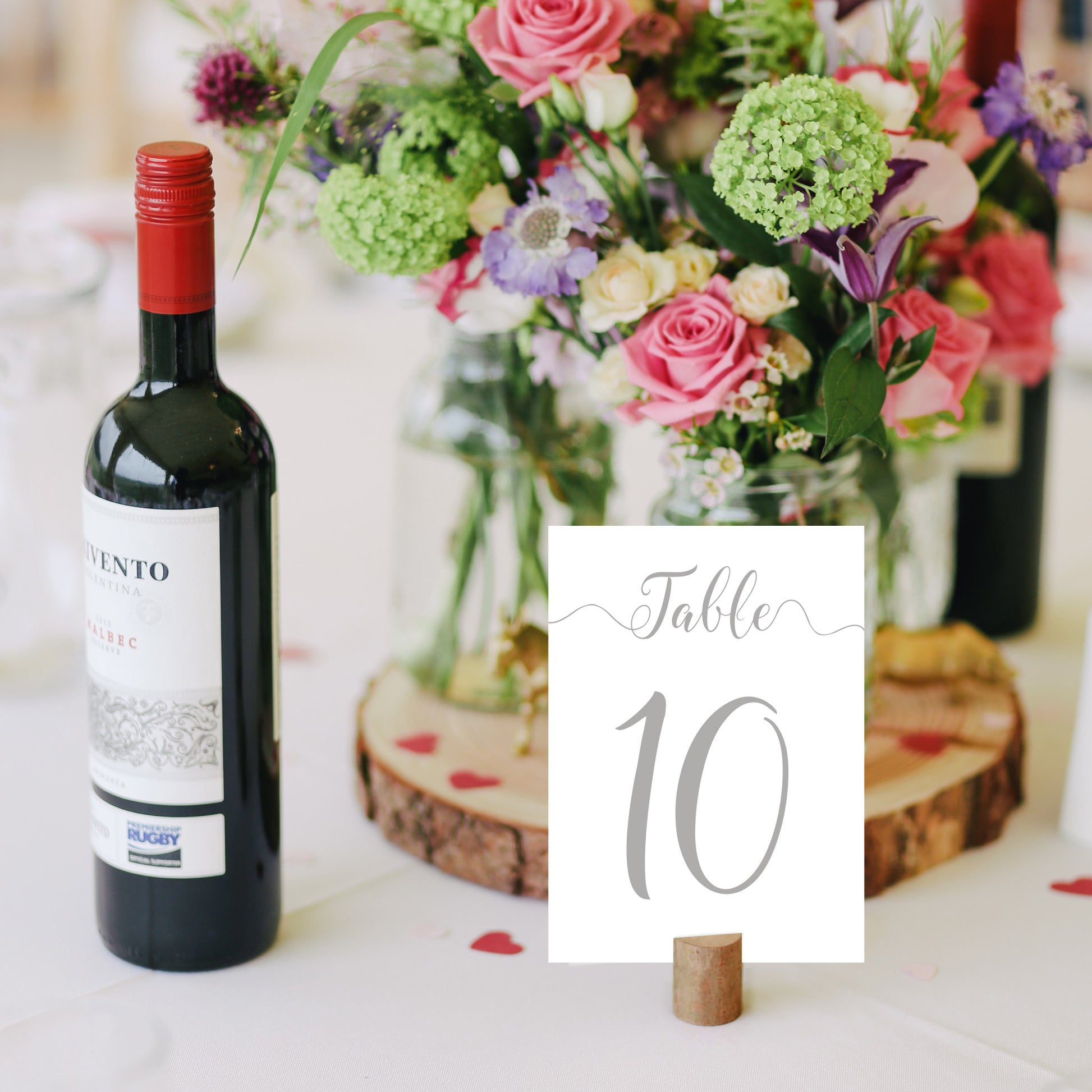silver table number on a wedding reception table