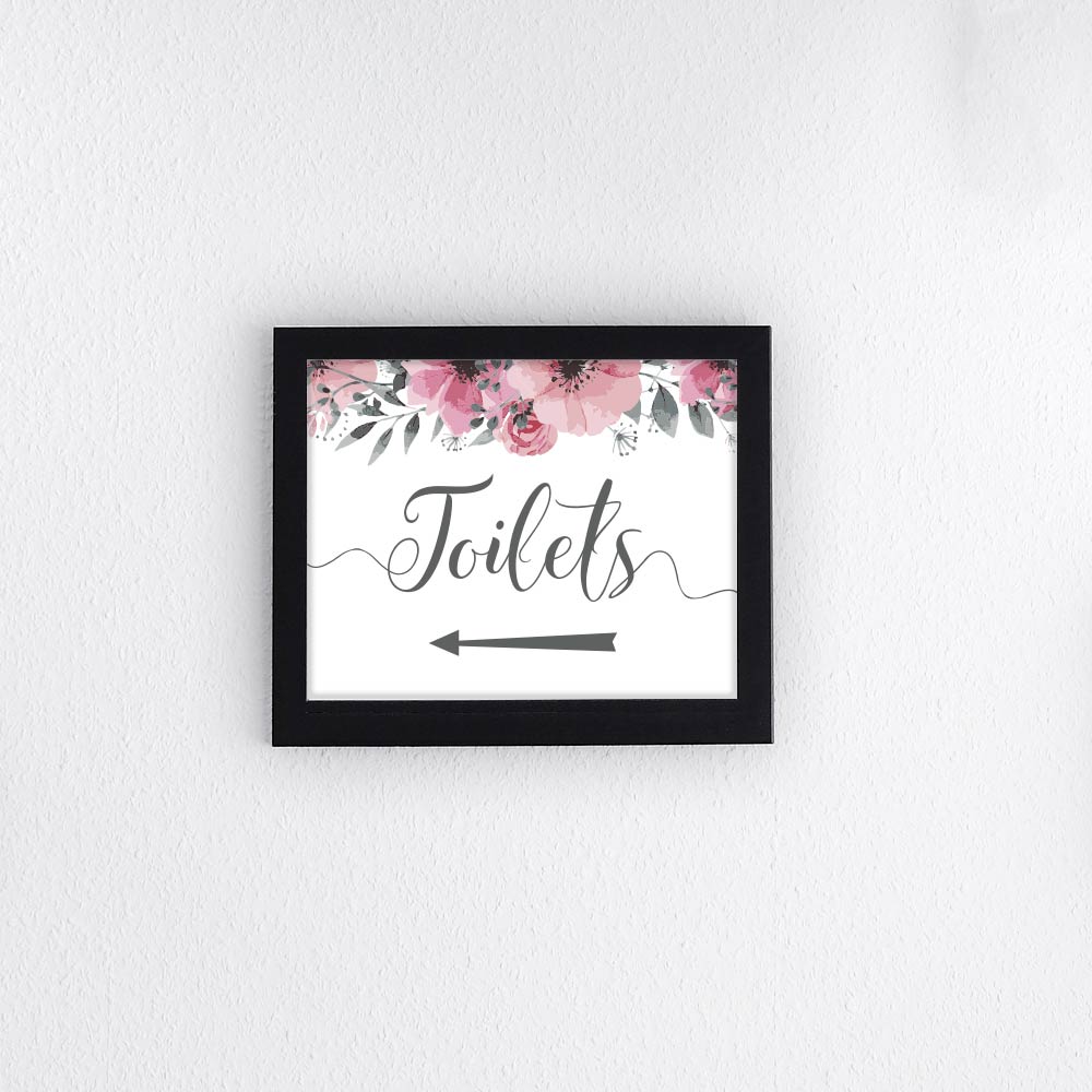 framed print of toilet directions sign