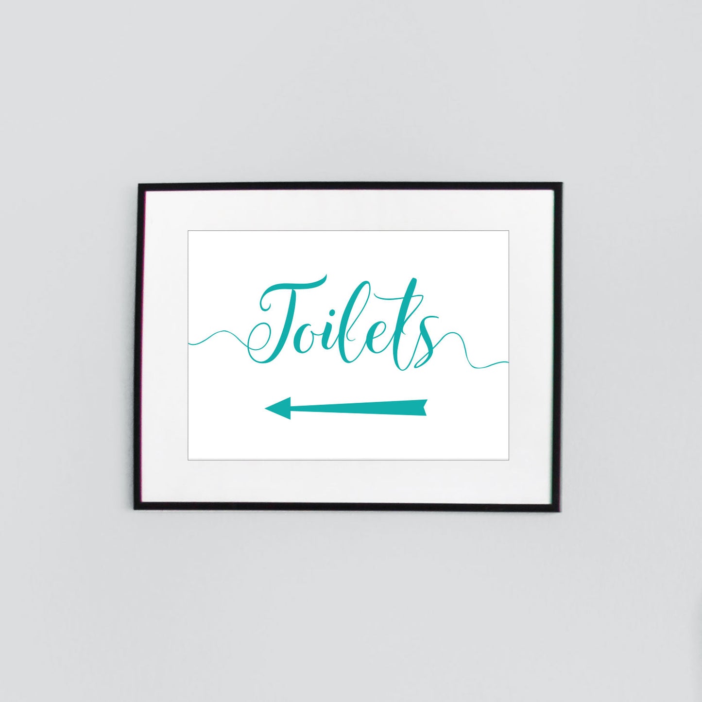 toilets left arrow sign digital download printed in aqua green