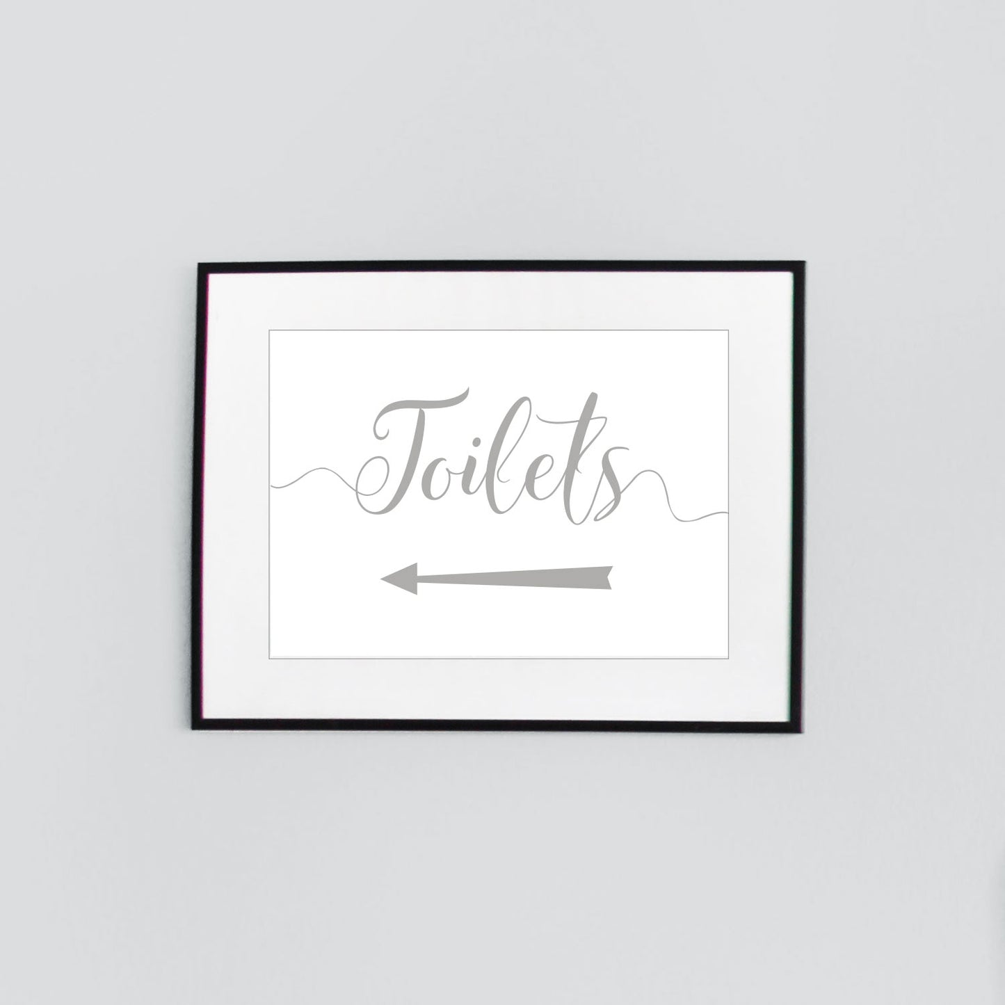 toilets left arrow sign digital download printed in grey