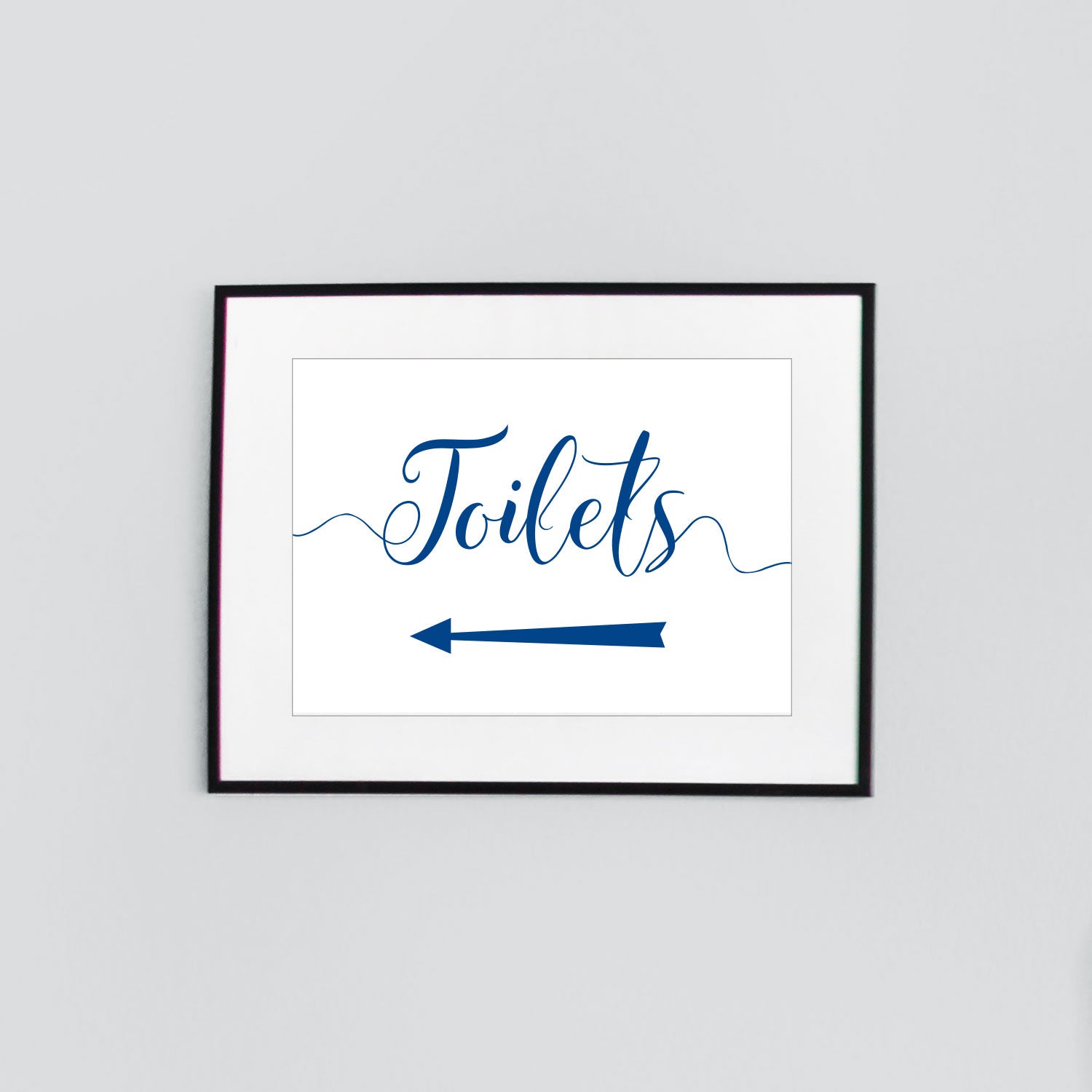 toilets left arrow sign digital download printed in ocean blue