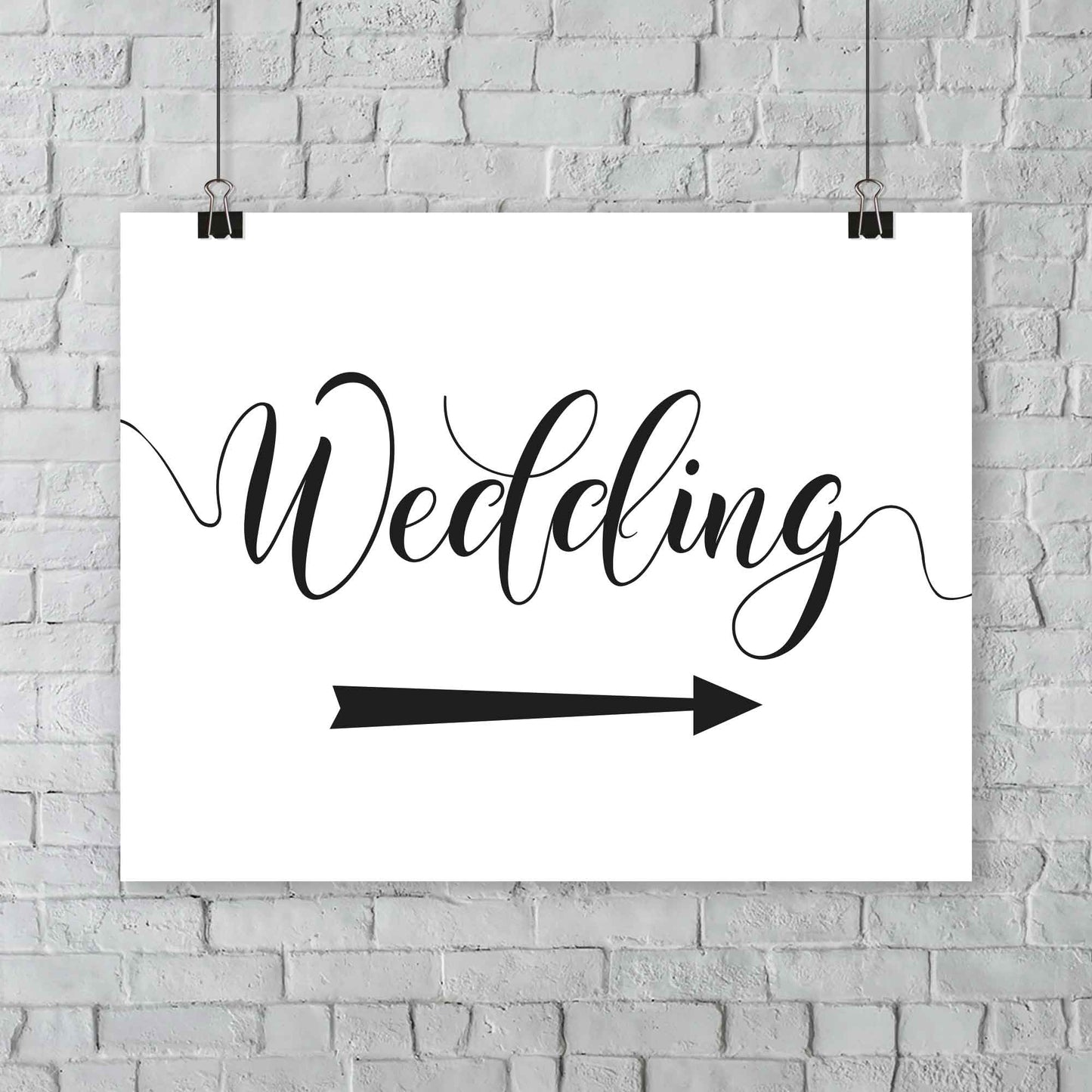 black and white wedding arrow sign