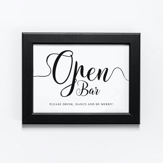 Printable Open Bar signage digital download