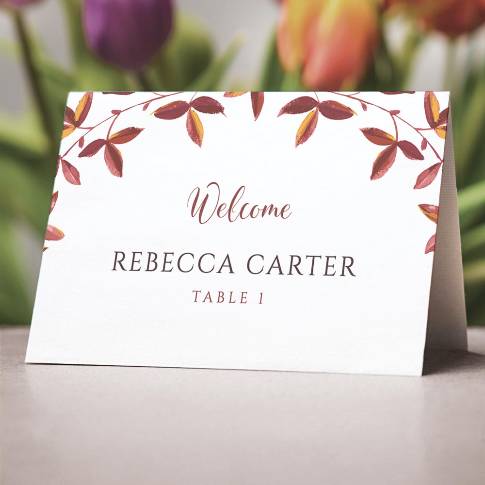 Wedding place cards. Printable, foldable, tent card templates.