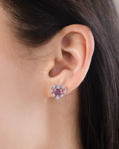 Vianne Purple Heart Lavender Amethyst Stud Earrings in Sterling Silver