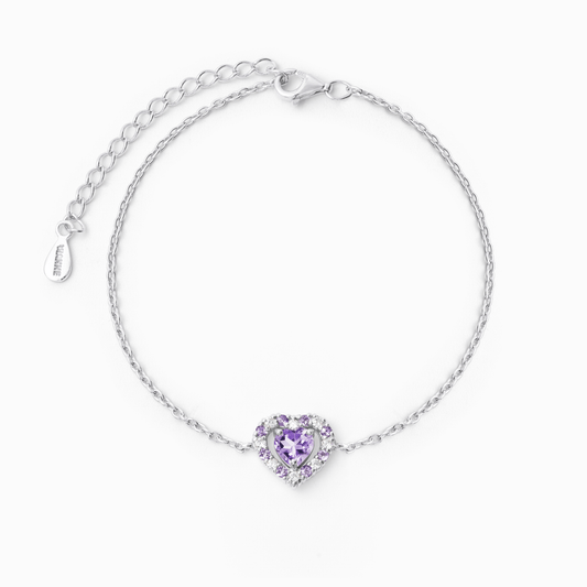 Vianne Purple Heart Lavender Amethyst Bracelet in Sterling Silver