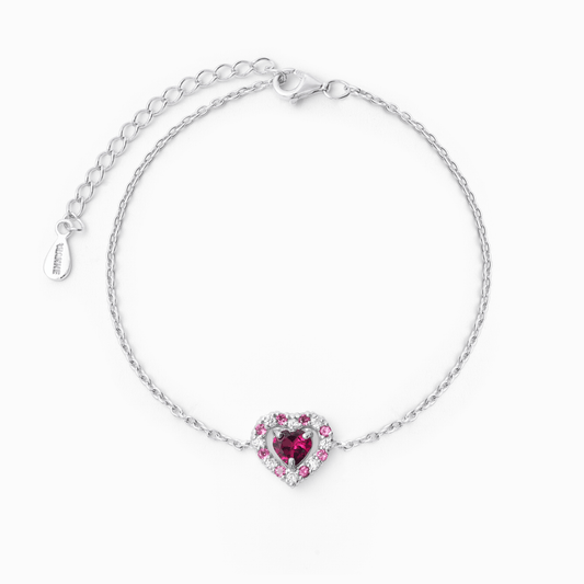 Vianne Red Heart Rhodolite Garnet Bracelet in Sterling Silver