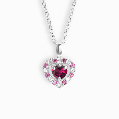 Vianne Red Heart Rhodolite Garnet Pendant Necklace in Sterling Silver
