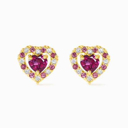 Vianne Red Heart Rhodolite Garnet Stud Earrings in 18k Gold Vermeil