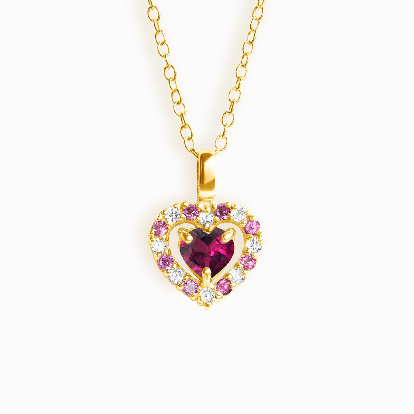 Vianne Red Heart Rhodolite Garnet Pendant Necklace in 18k Gold Vermeil