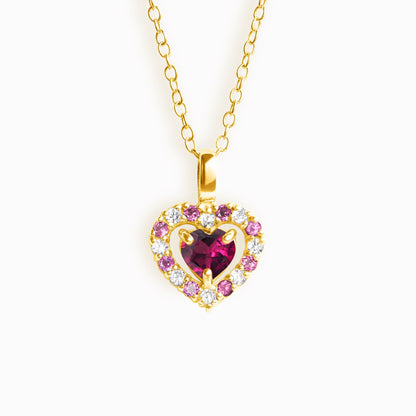 Vianne Red Heart Rhodolite Garnet Pendant Necklace in 18k Gold Vermeil