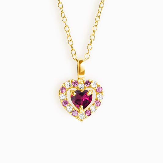 Vianne Red Heart Rhodolite Garnet Pendant Necklace in 18k Gold Vermeil