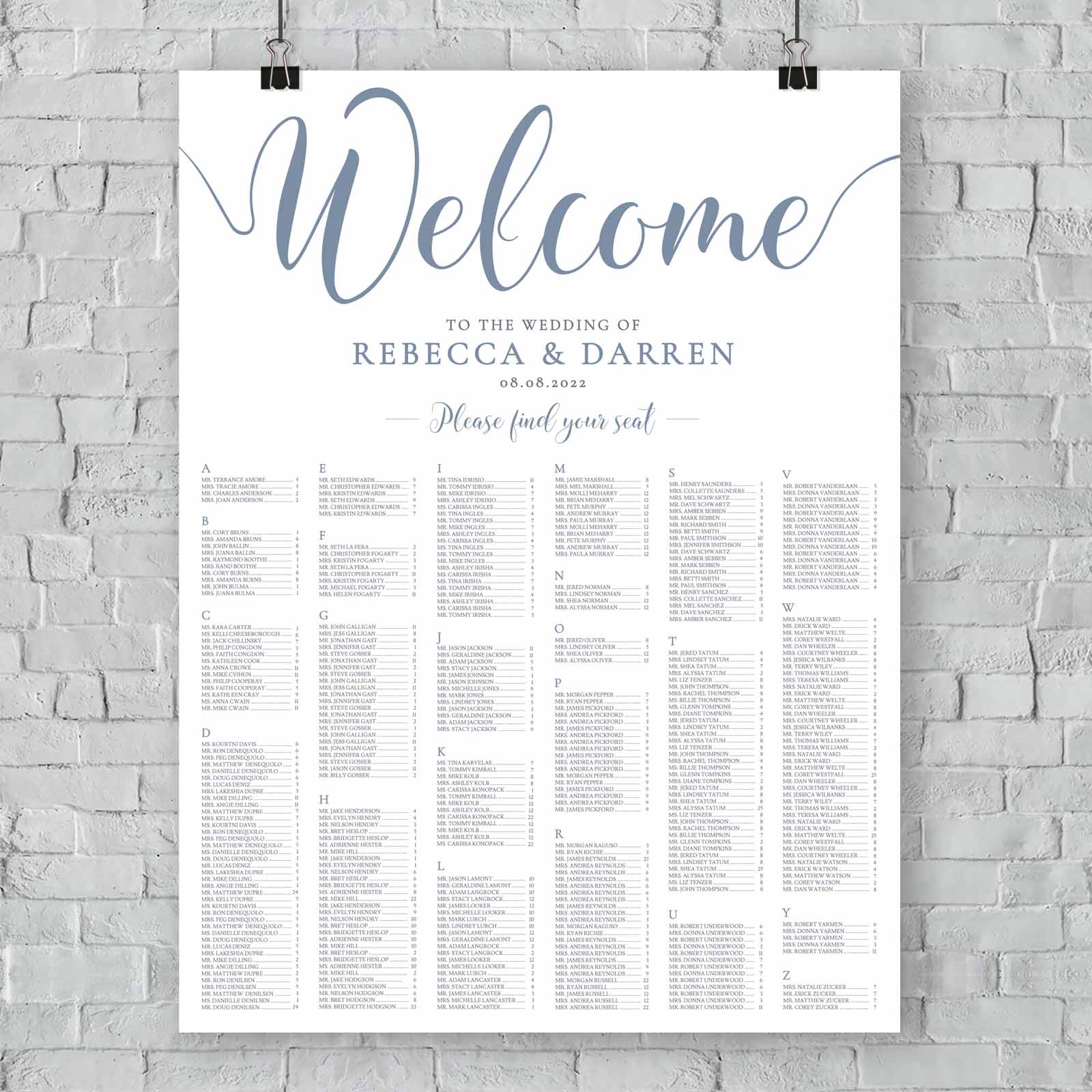 36x48 dusty blue seating plan template